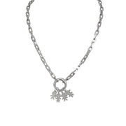 Veronica silver paperclip necklace with four boy and girl charms personalized mom jewelry