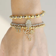 Love Lisa Eternal Blessing bracelet stack Gold Silver on model
