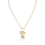 Eternal Chai Necklace by Love Lisa with gold charms on pearl beaded chain