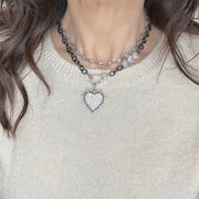 model wearing layered eternal glow diamond necklaces love lisa

