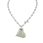 Evelyn diamond heart necklace silver pavé heart pendant crystal chain