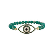 love lisa evil eye gemstone stretch bracelet green with crystal evil eye charm