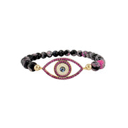 love lisa evil eye gemstone stretch bracelet with pink and crystal accents