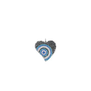 Heart-shaped silver pendant with pave evil eye detail