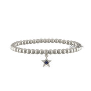 silver evil eye star charm beaded bracelet with pavé star and blue center