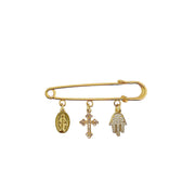 faith protection charm safety pin gold hamsa charm cross charm saint charm meaningful gift accessory Love Lisa