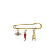 faith protection charm safety pin gold horn charm evil eye charm spiritual protective accessory