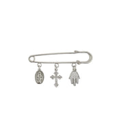faith protection charm safety pin silver cross charm hamsa charm meaningful religious accessory