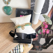 Love Lisa Family Crystal Heart Bracelet Stack with Leprechaun Beads from Harper Collection