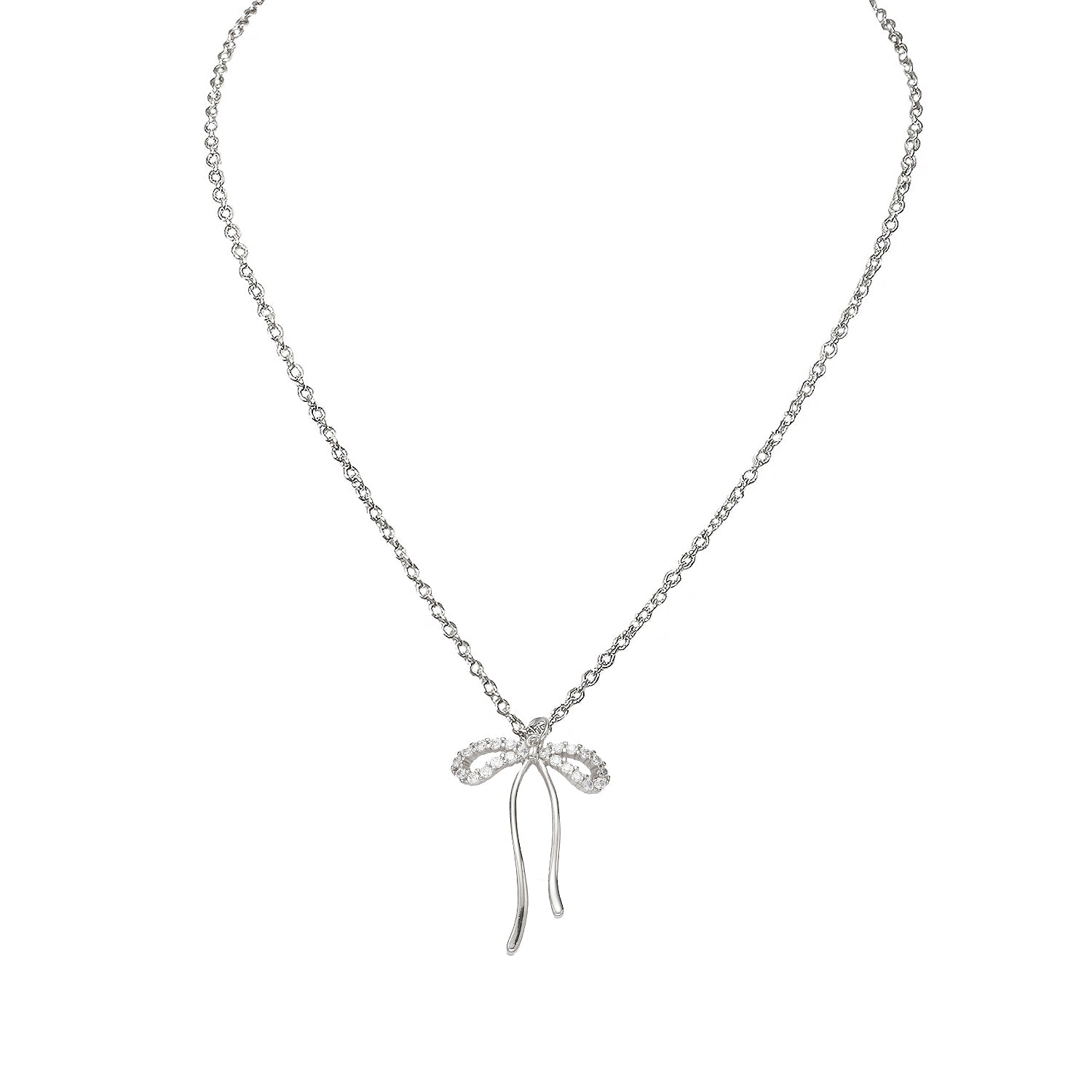 love lisa famous ribbon bow necklace silver with delicate bow pendant