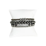 love lisa fancy celebrity five stack bracelet collection gunmetal beaded bracelets with pave accents