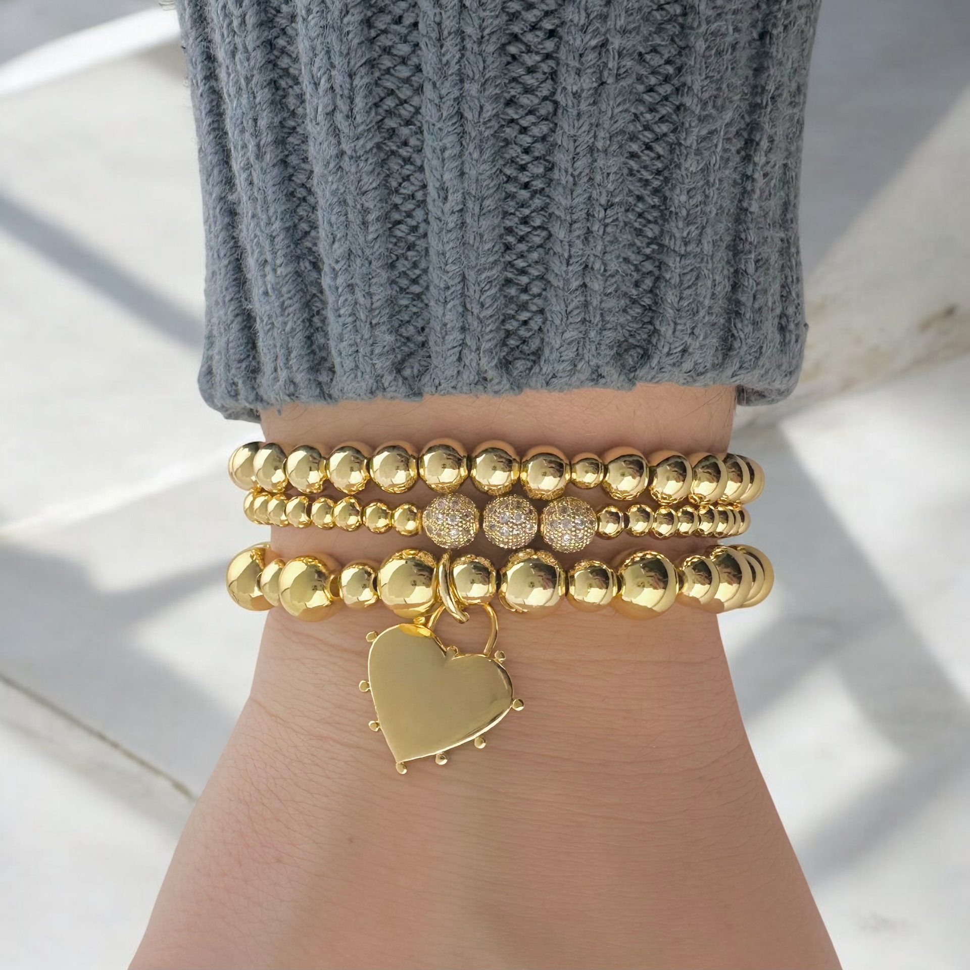 love lisa farah heart and soul bracelet stack on wrist