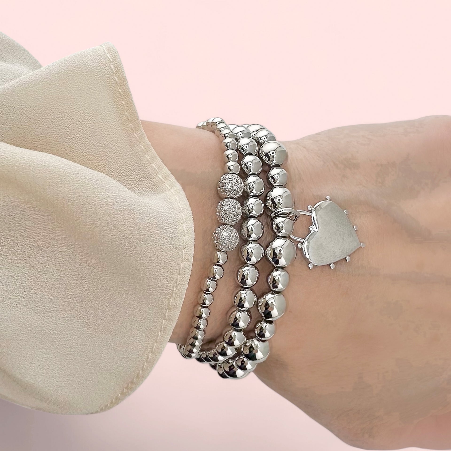 love lisa farah heart and soul bracelet stack on wrist