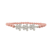 love lisa felicity cz flower anklet light pink gemstone beads with three cz flower charms