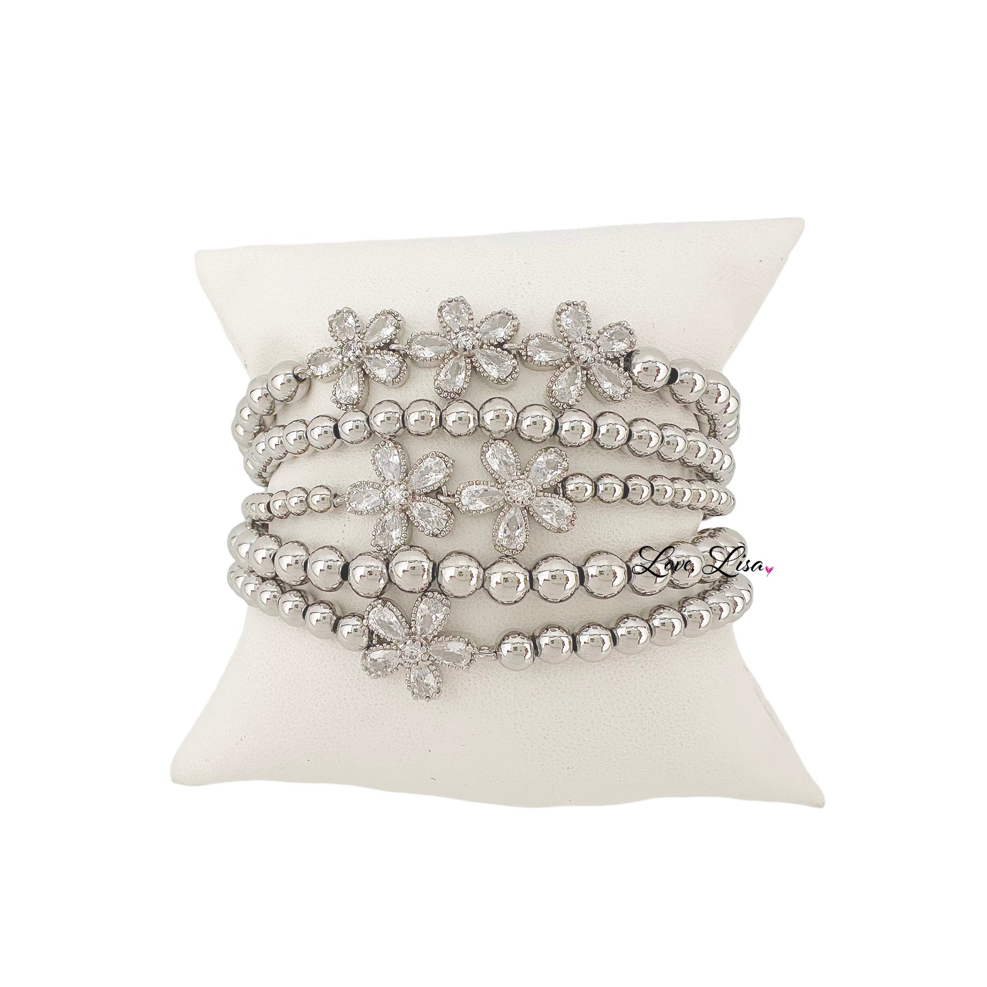 Felicity Floral Collection stretch bracelet with sparkling flower design

