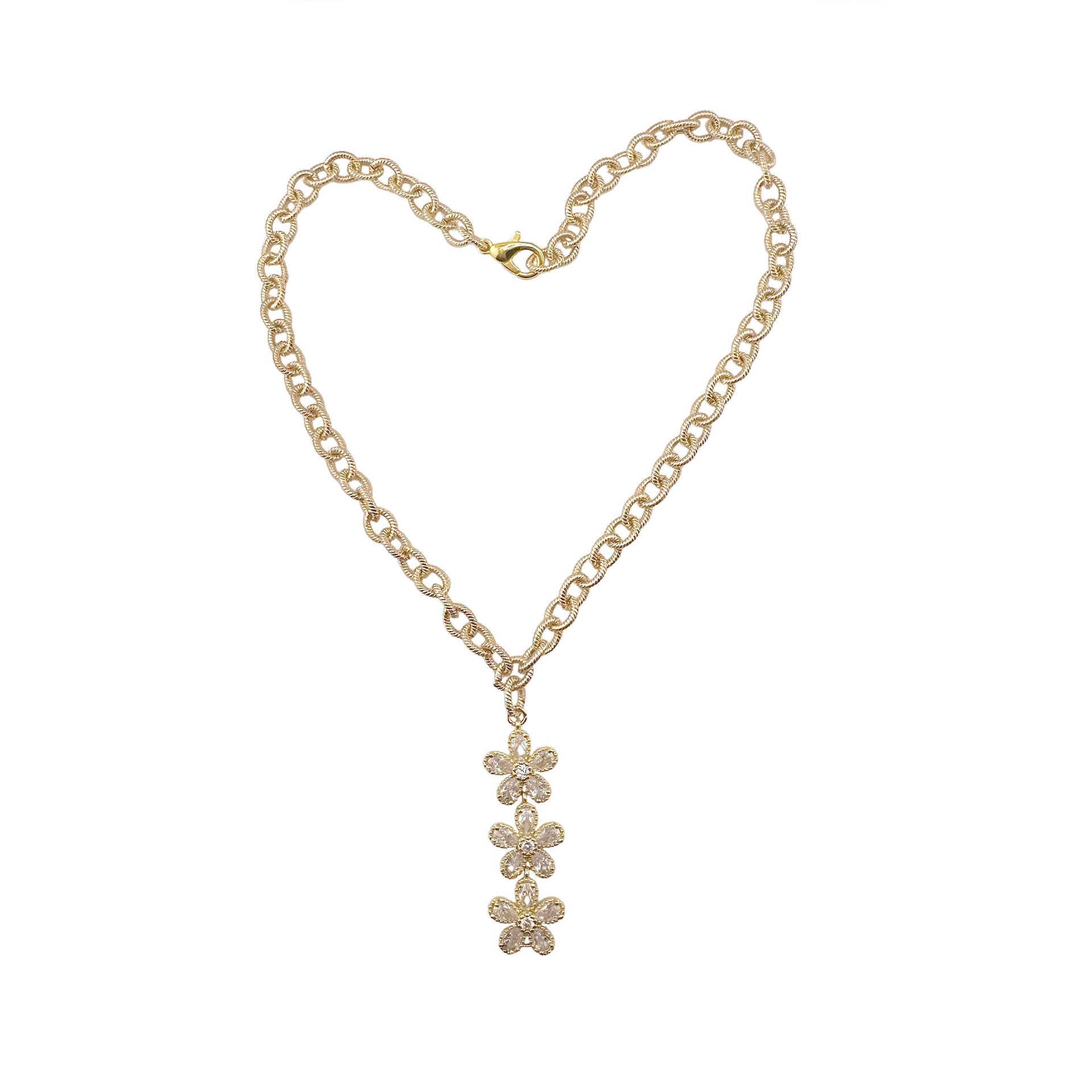 Love Lisa Felicity Three Flower Necklace gold finish