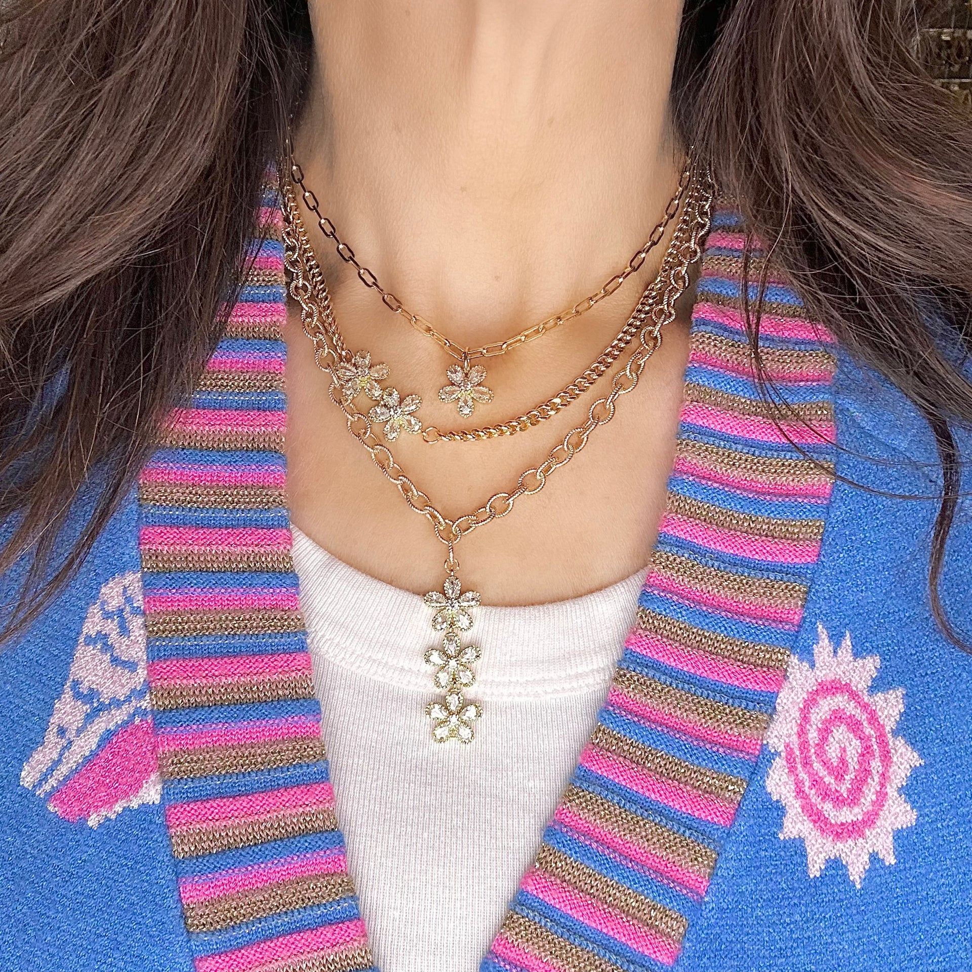 Love Lisa Felicity Three Flower Necklace styled with outfit