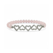 love lisa five hearts crystal stretch bracelet pink beads with heart charms