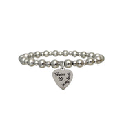 love lisa forever in my heart single bracelet with engraved heart charm and silver beaded stretch design