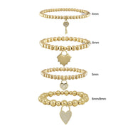 Lock and key heart charm stretch bracelets shown individually elastic fit layered bracelet options