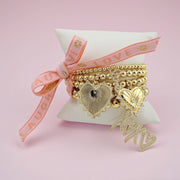 francesca xoxo heart charm bracelet stack gold pave xoxo charm