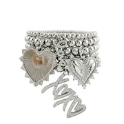francesca xoxo heart charm bracelet stack silver beads pave xoxo charm love lisa jewelry valentine's day