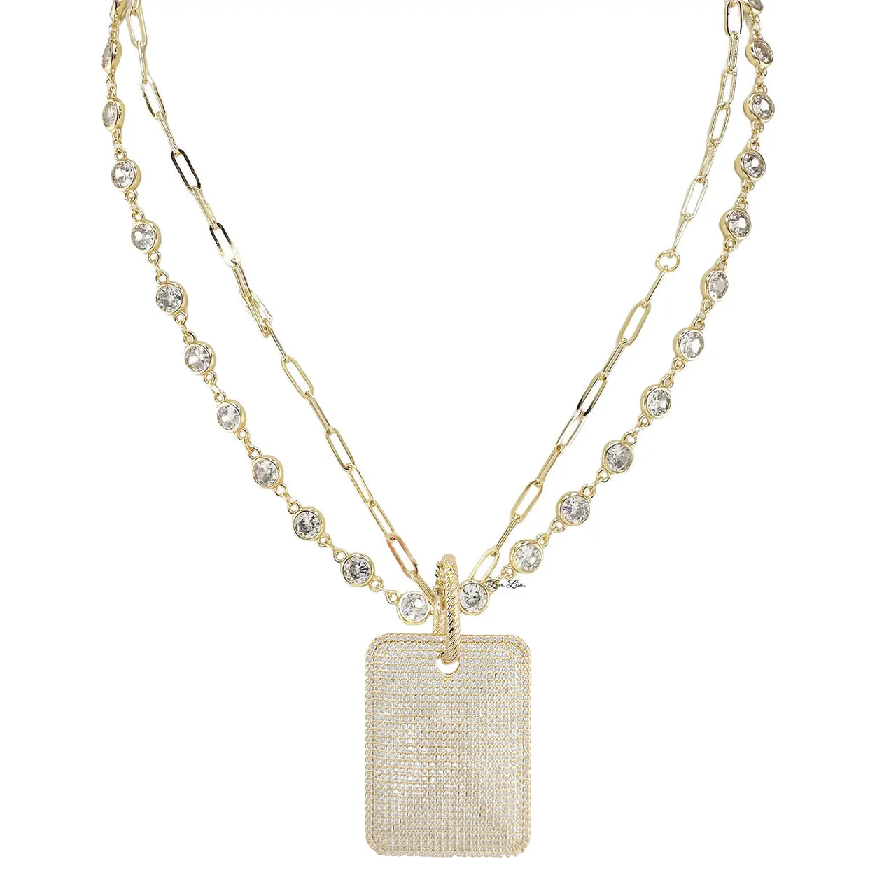 Love Lisa Gabby Diamond Dog Tag Necklace in gold