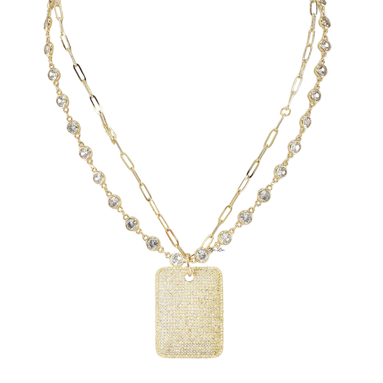 Love Lisa Gabby Diamond Dog Tag Necklace in gold
