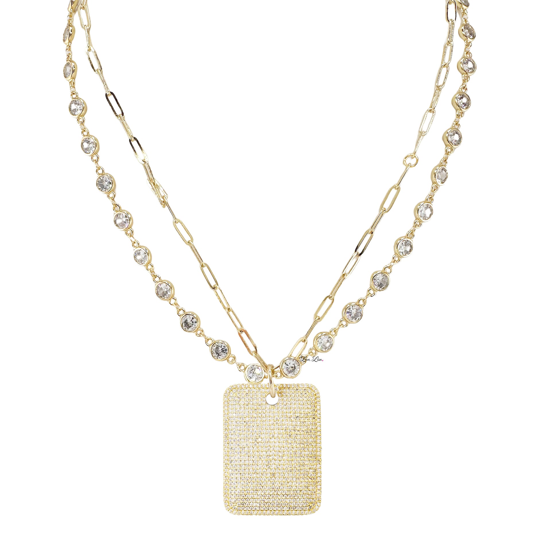 Love Lisa Gabby Diamond Dog Tag Necklace in gold
