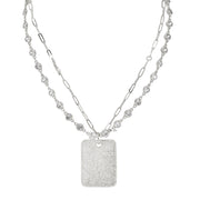 Love Lisa Gabby Diamond Dog Tag Necklace in silver with oversized pendant