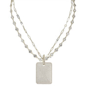 Love Lisa Gabby Diamond Dog Tag Necklace in silver with oversized pendant
