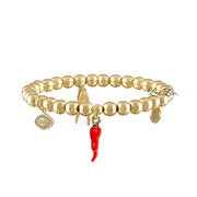 Gabriella Italian Horn Charm Bracelet gold beads with red horn charm Love Lisa