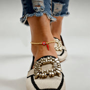 Love Lisa Italian horn evil eye anklet worn on ankle red cornicello charm protection anklet