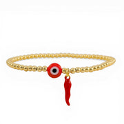 Love Lisa Italian horn evil eye anklet gold red cornicello charm beaded anklet protection jewelry