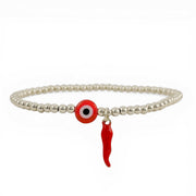 Love Lisa Italian horn evil eye anklet silver red cornicello charm beaded anklet protection jewelry