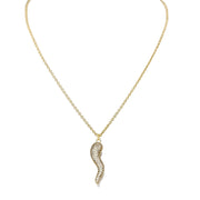 Love Lisa large pave Italian horn necklace gold crystal cornicello pendant protection jewelry statement necklace
