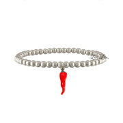 4mm gia italian horn bracelet with a red cornicello