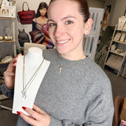 Love Lisa large pave Italian horn necklace close styling bold protection jewelry gift idea