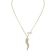 Love Lisa large pave Italian horn necklace gold crystal cornicello pendant protection jewelry statement necklace