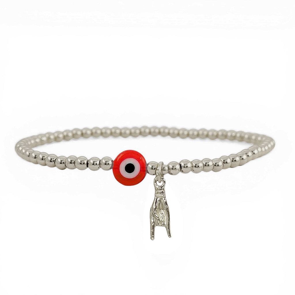 Gia Italian Good Luck Anklet Love Lisa silver evil eye and Mano Cornuto jewelry
