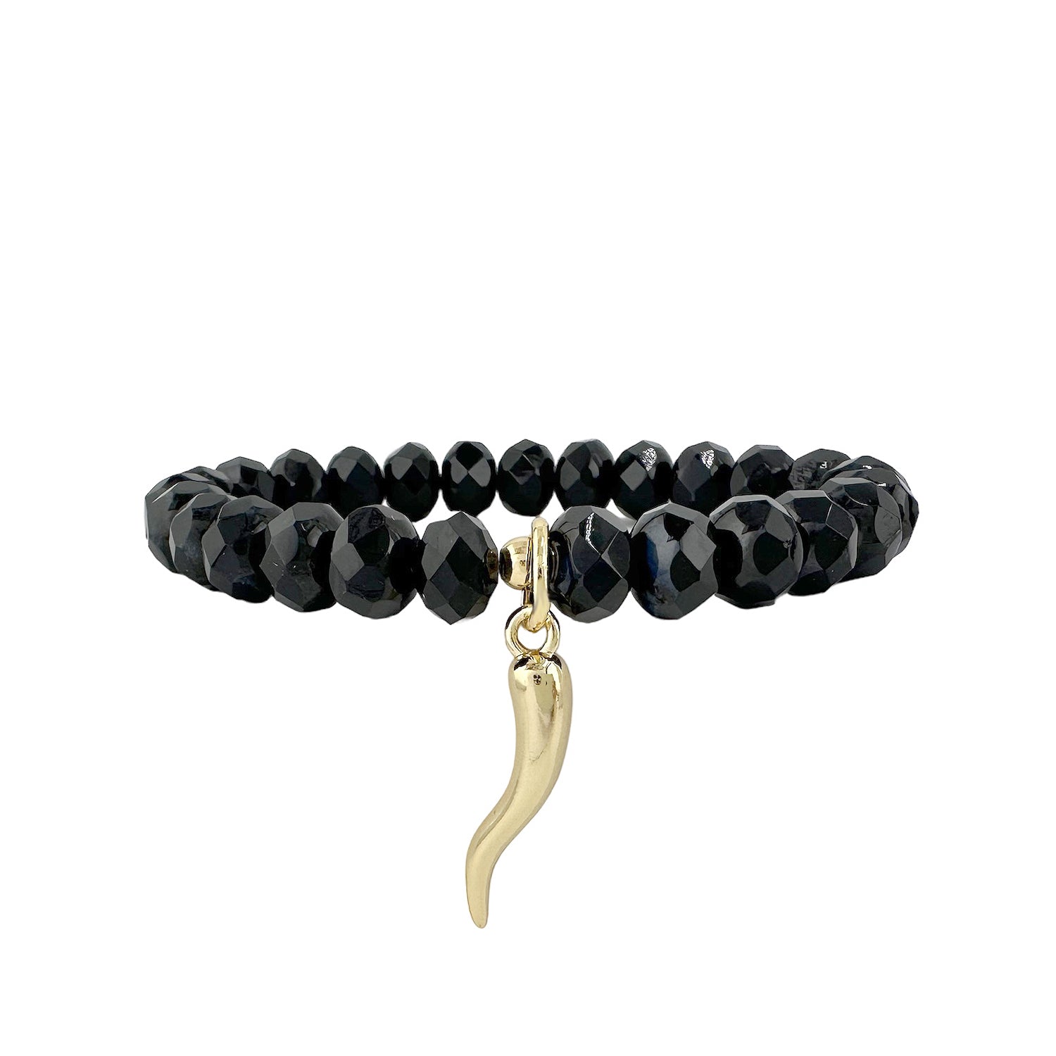 Gianna Italian Horn Stack of Beaded Bracelets Love Lisa black and gold