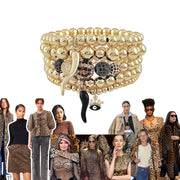 Gianna Leopard Italian Horn Stack Love Lisa gold and black beads