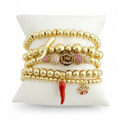 gianna leopard red stack of horn bracelets and evil eye