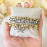 Love Lisa Gina Ribbon Bow Stack of Bracelets with heart and star charms