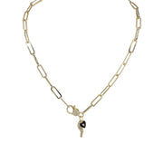 black and gold protective charm necklace with Italian horn detail
