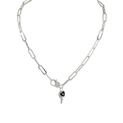 black and silver protective charm necklace with Italian horn detail