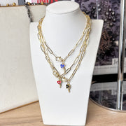 multi-color Giovanni necklaces layered on neck display
