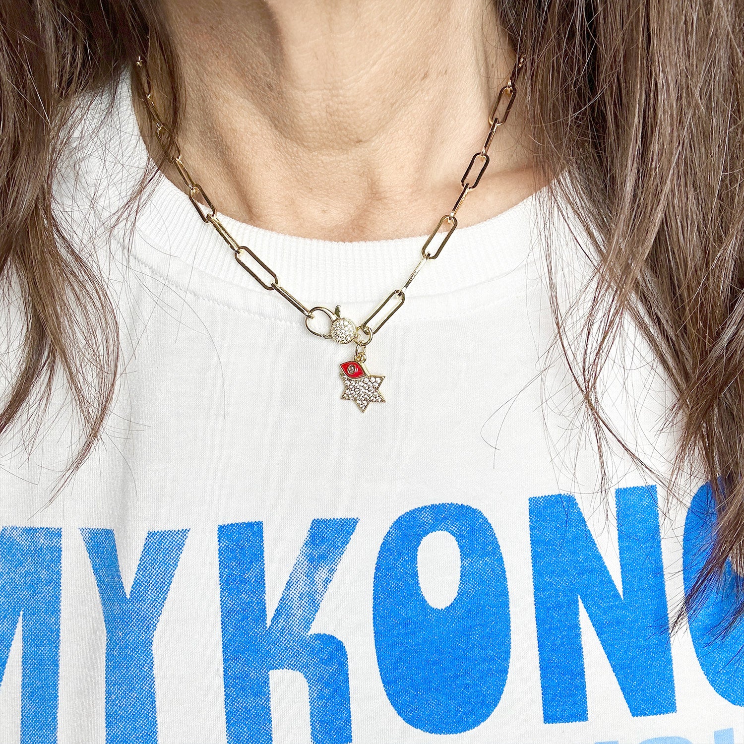 Giovanni Star of David Necklace | Love Lisa Evil Eye Paperclip Chain