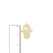 Glam Hamsa Charm Gold Shown Next To Ruler For Size
