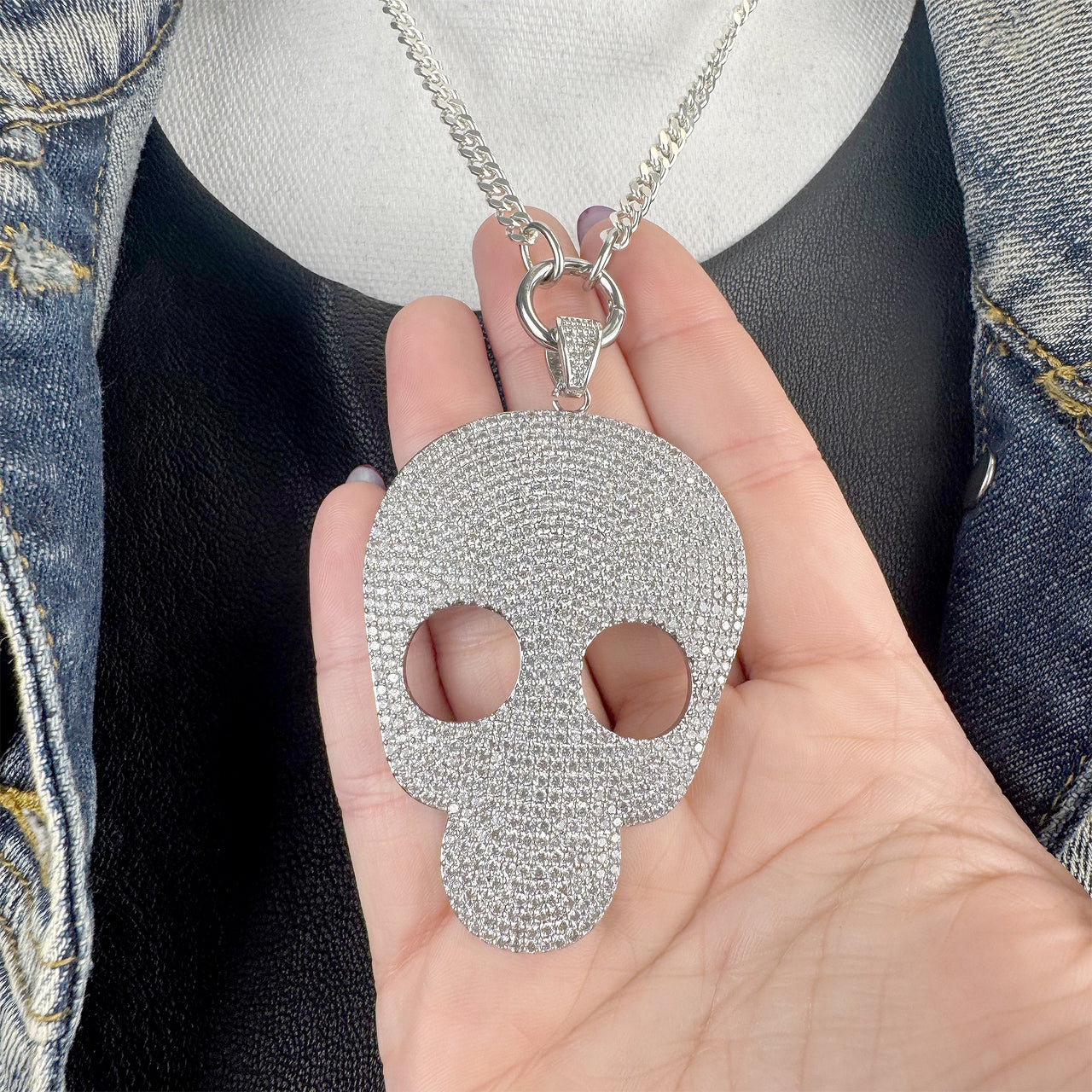 love lisa glamorous pave skull charm worn on necklace silver crystal skull pendant jewelry for women